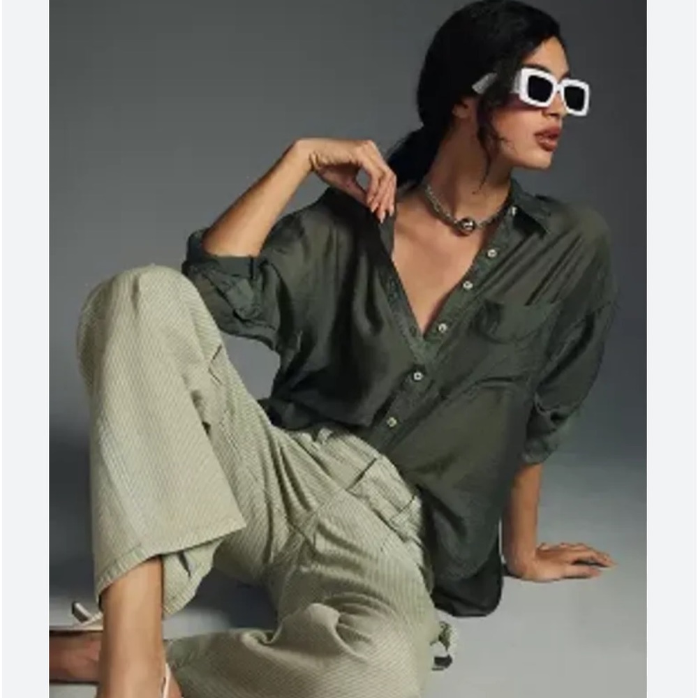Maeve Olive Button Down Shirt